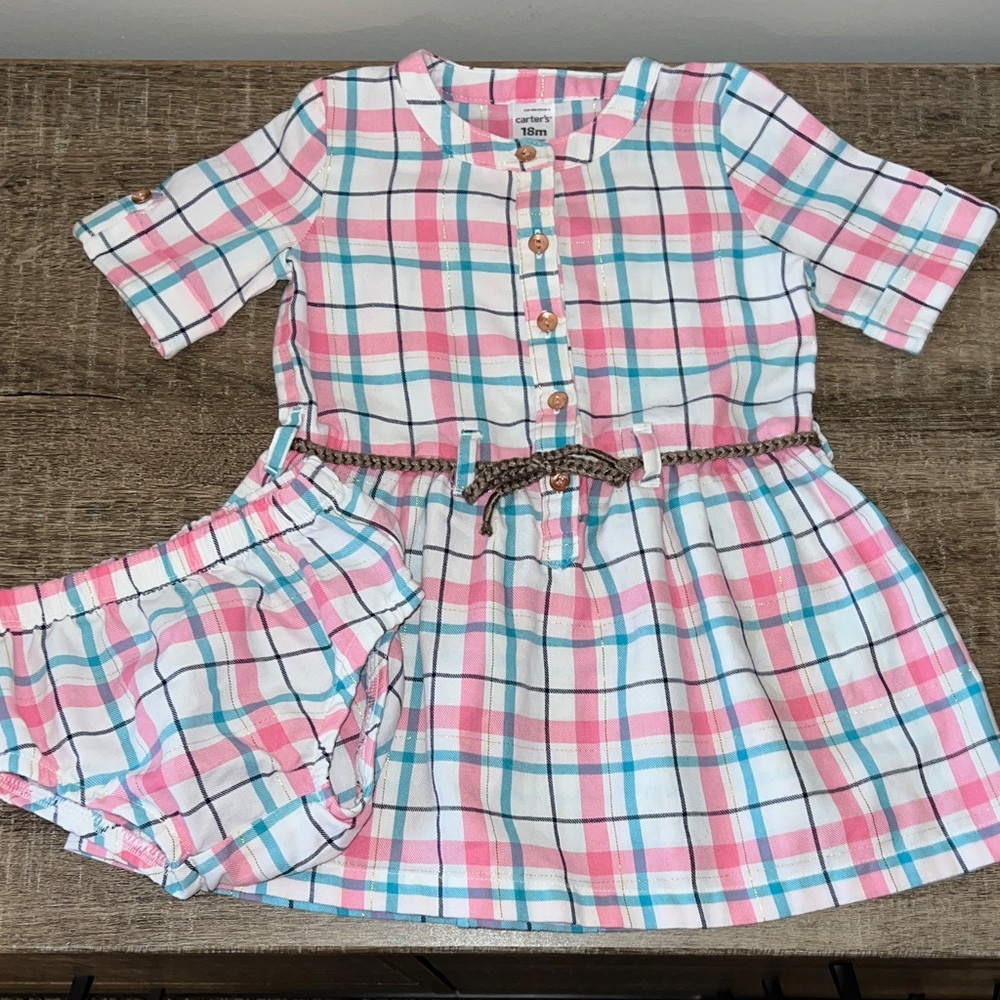 Carter's Pink and Blue Plaid Baby Dress